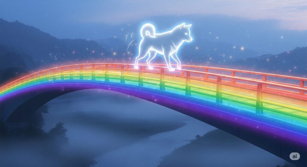 虹の橋のふもとへ旅立つスピリチュアルな犬の死